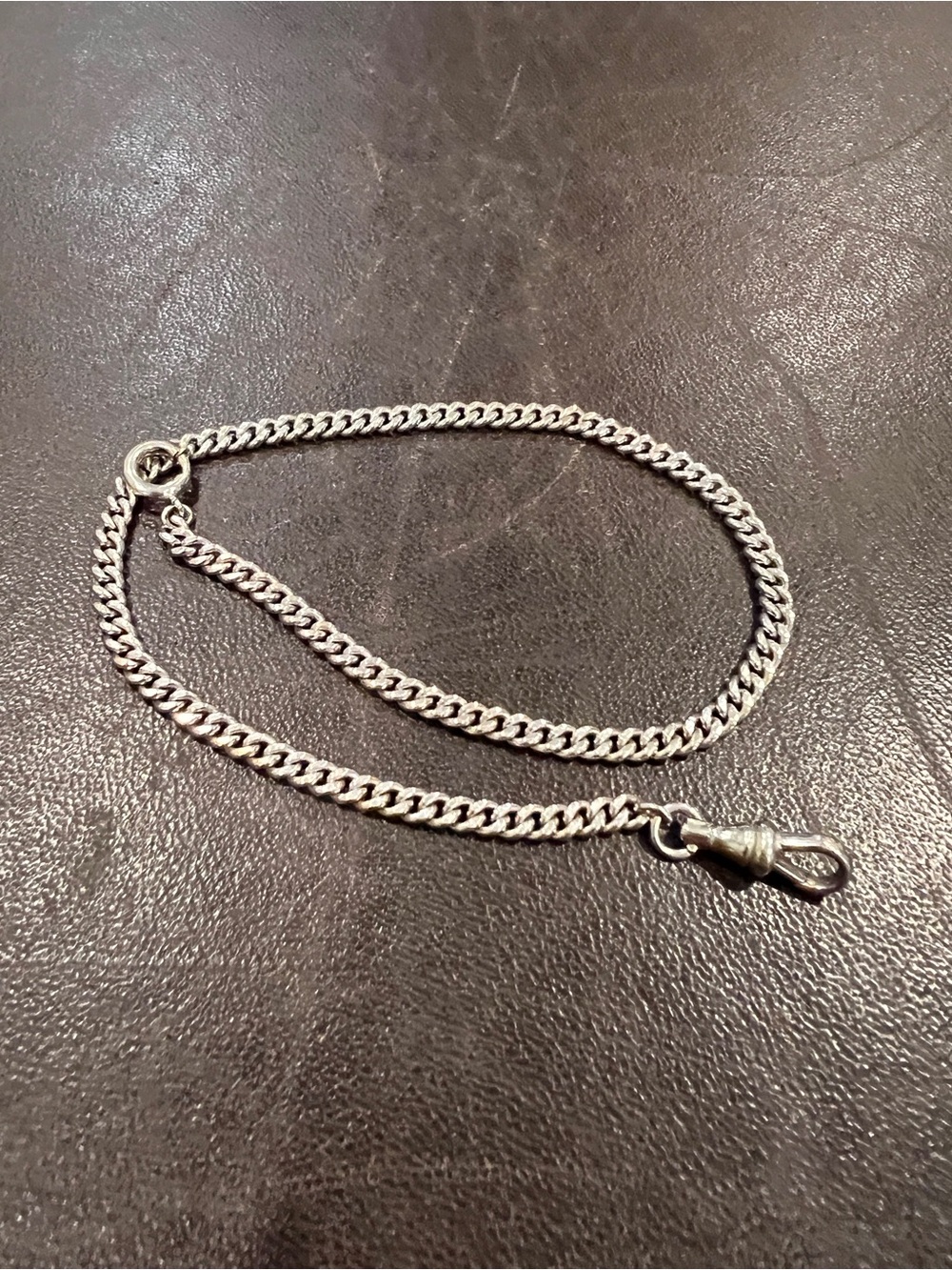 VINTAGE 12 INCH SO BIGNEY and CO POCKET WATCH CHAIN WHITE GOLD FILLED